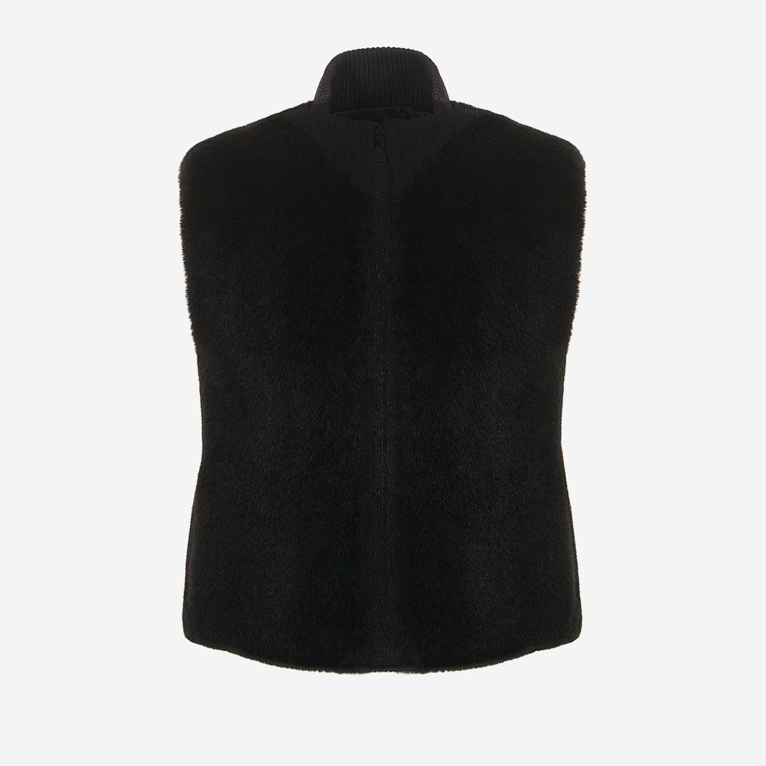 WOMEN'S FAUX FUR SOU HIGH-NECK VEST