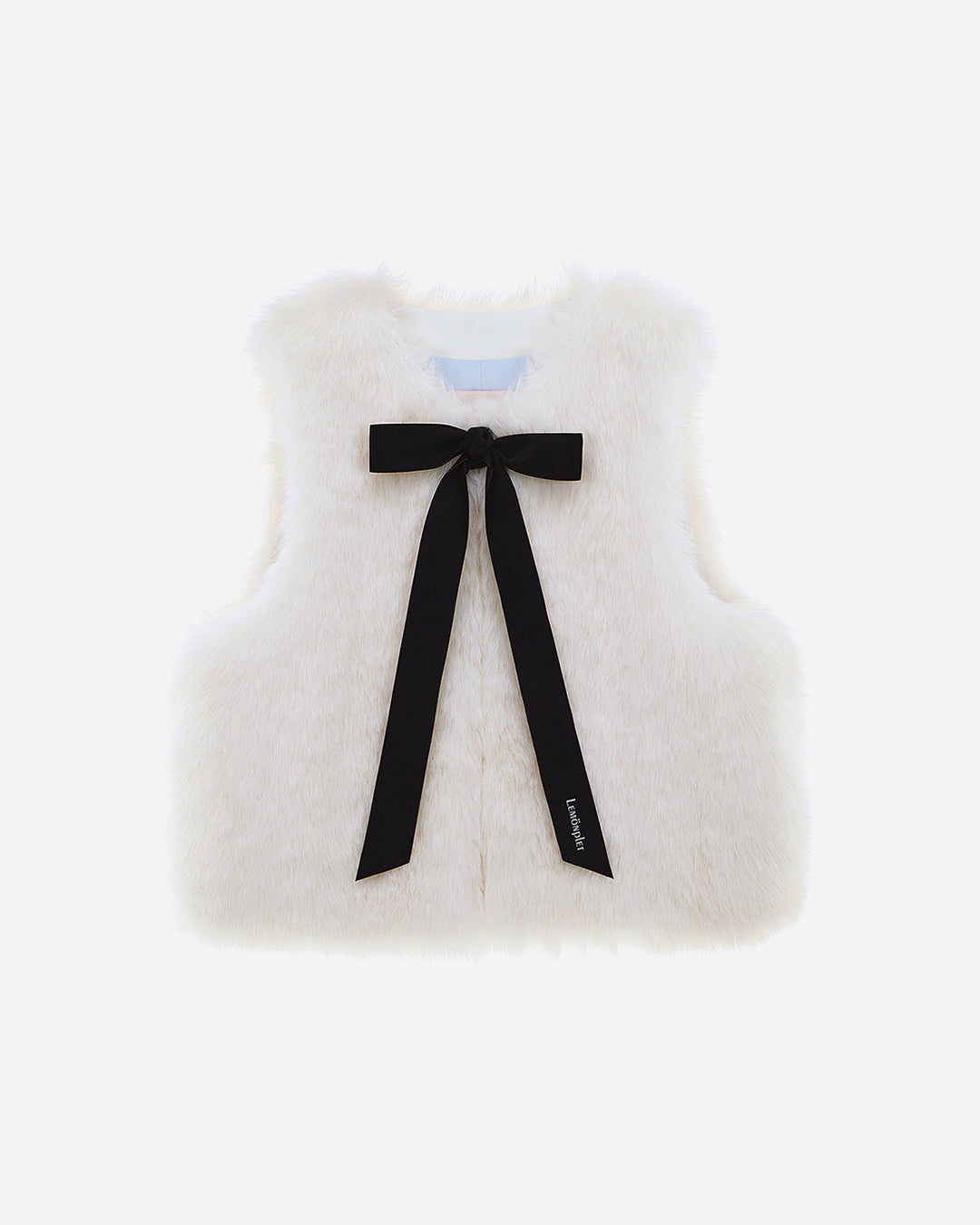 [SIGNATURE LINE] FAUX FUR TIED KITTEN RIBBON VEST