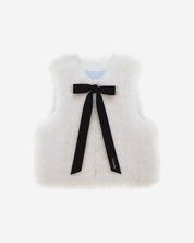[SIGNATURE LINE] FAUX FUR TIED KITTEN RIBBON VEST