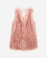 WOMEN'S FAUX FUR KUN MG V-NECK VEST