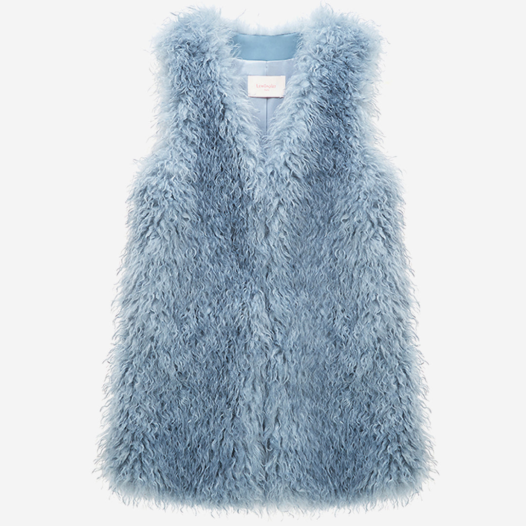 WOMEN'S FAUX FUR KUN MG V-NECK VEST