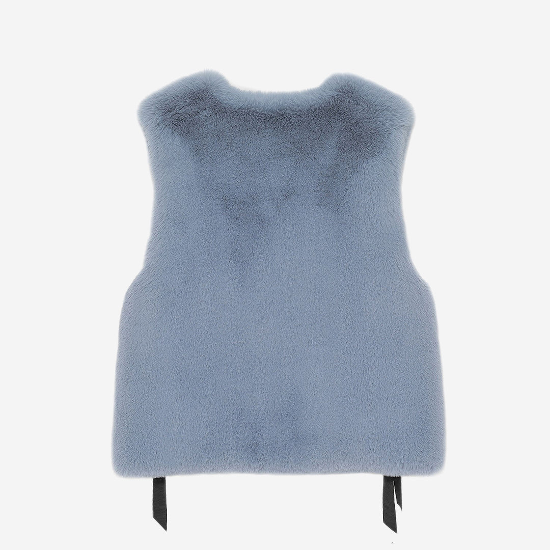 [PRIVATE] WOMEN'S FAUX FUR TIED KITTEN RIBBON VEST