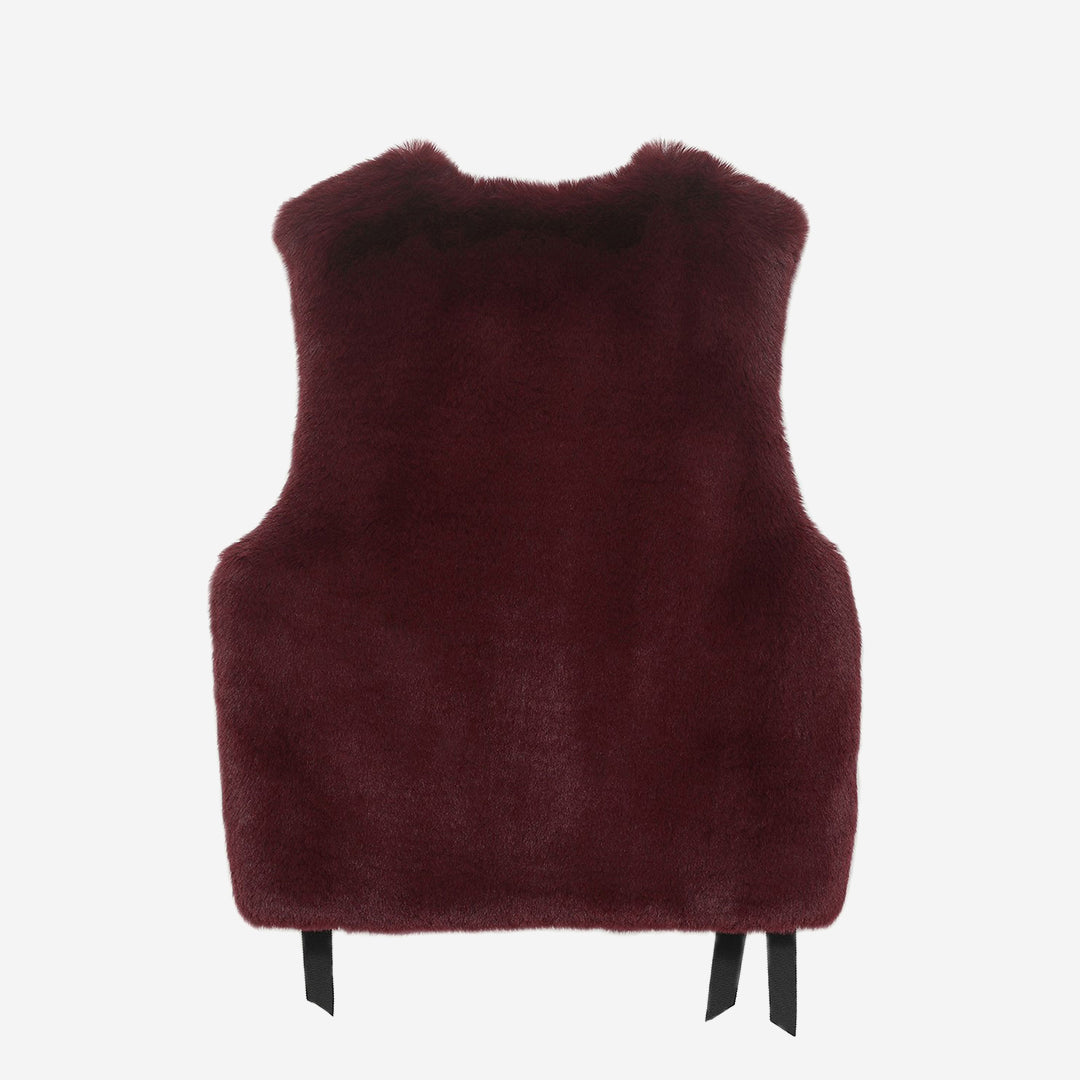 [PRIVATE] WOMEN'S FAUX FUR TIED KITTEN RIBBON VEST