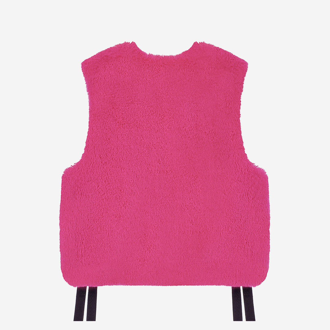 [PRIVATE] WOMEN'S FAUX FUR TIED KITTEN RIBBON VEST