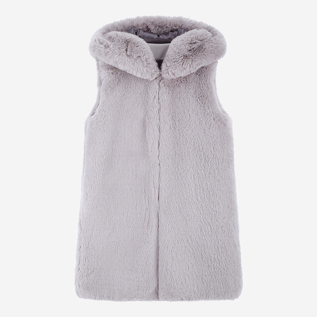 WOMEN'S FAUX FUR CUPID HOODED VEST