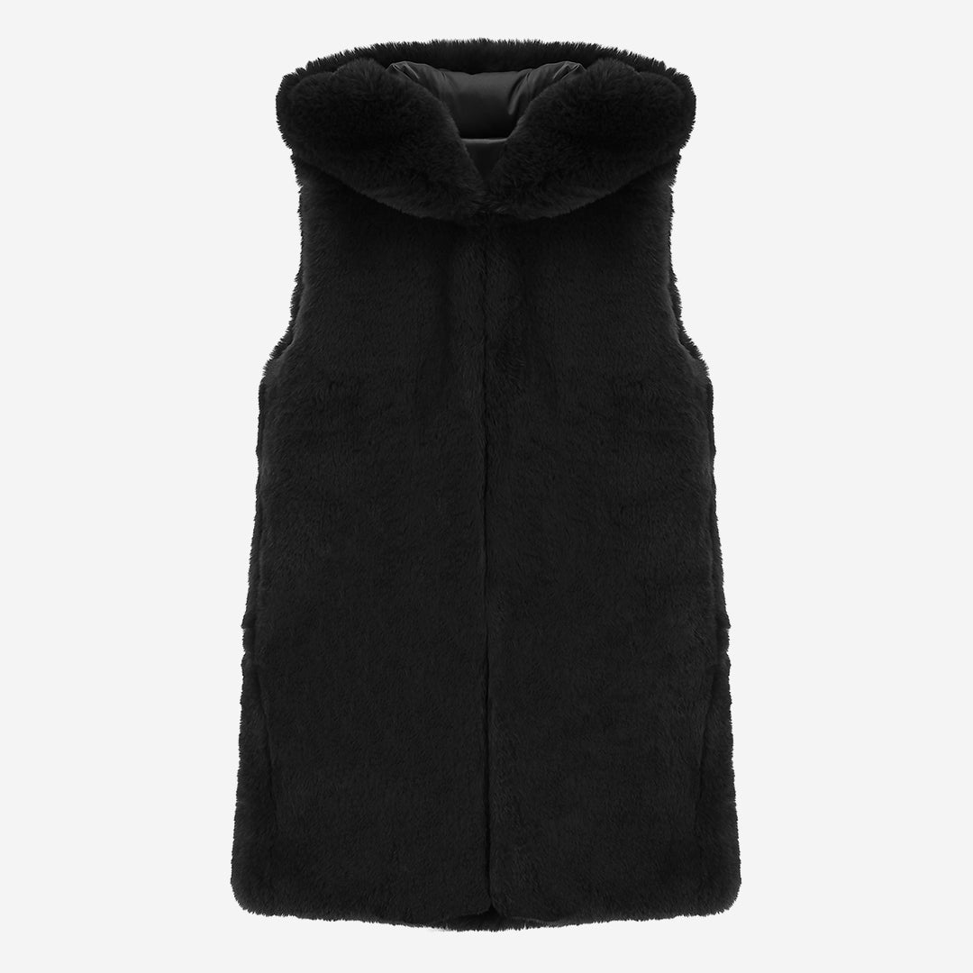 WOMEN'S FAUX FUR CUPID HOODED VEST