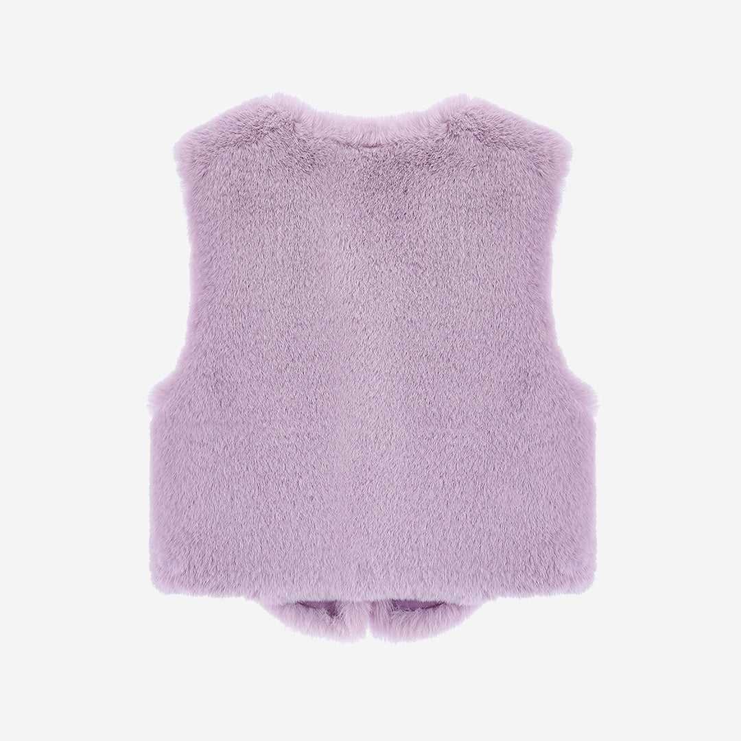 WOMEN'S FAUX FUR MINI KITTEN V-NECK VEST