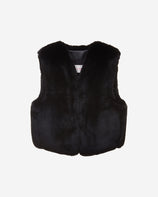 WOMEN'S FAUX FUR MINI KITTEN V-NECK VEST