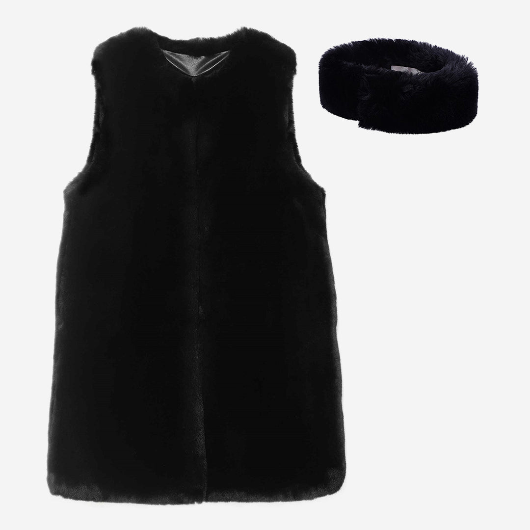 WOMEN'S FAUX FUR KUN MIDI VEST
